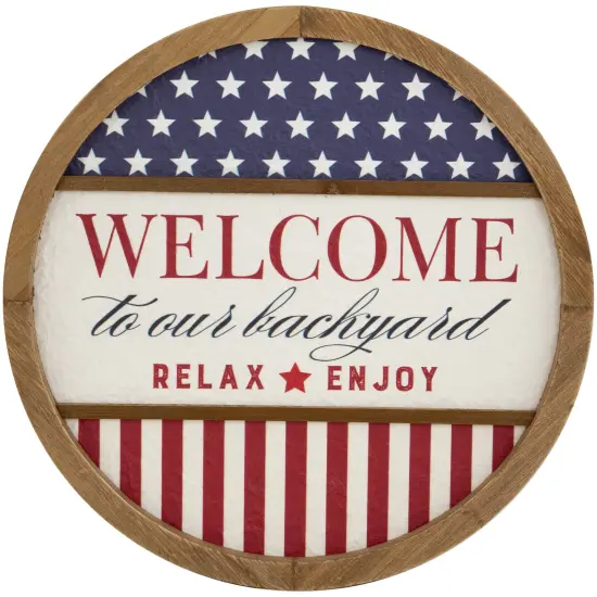 Northlight Welcome to Our Backyard Americana Framed Wall Sign - 11.75" Red {1}