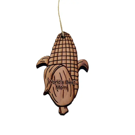 Worlds Best Mom Corn on the cob - Cedar Ornament {3}