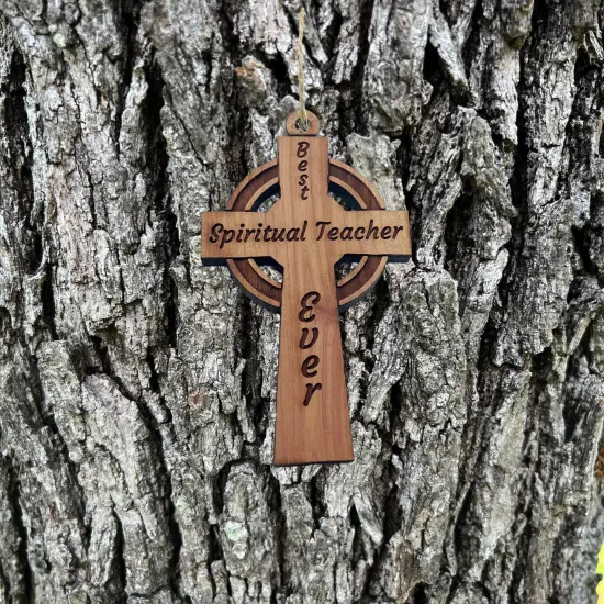 Best Pastor Ever Celtic Cross - Cedar Ornament {3}