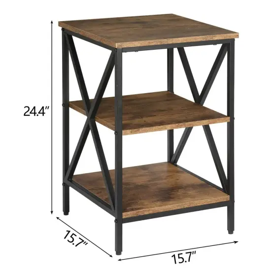 Versatile Side/End Table with Storage Shelf Nightstands for Living Room Bedroom {2}