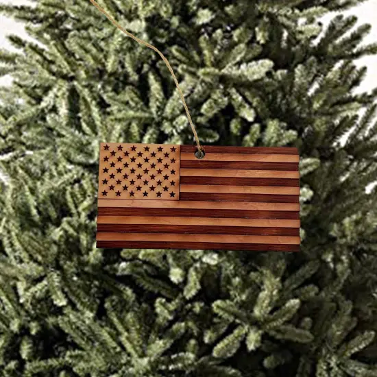 American Flag - Cedar Ornament {2}
