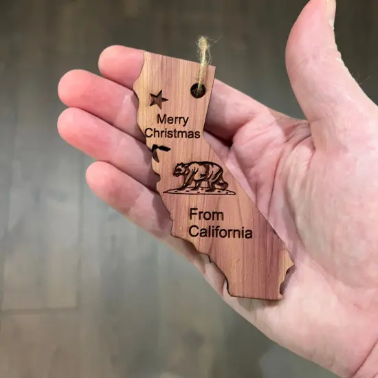 Merry Christmas From California - Cedar Ornament {3}