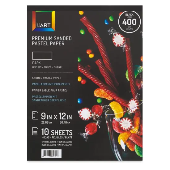 UArt Sanded Pastel Paper Pad - 400 Grit, 9" x 12", 10 Sheets, Dark {1}