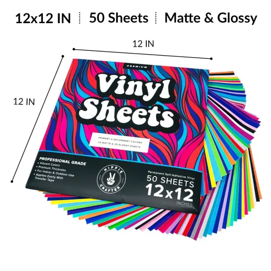 50 Pack Adhesive Permanent Vinyl - Endless Crafting Possibilities with Glossy & Matte Vinyl Sheets to Decorate Your House, Party, Car, Mugs, and More {2}