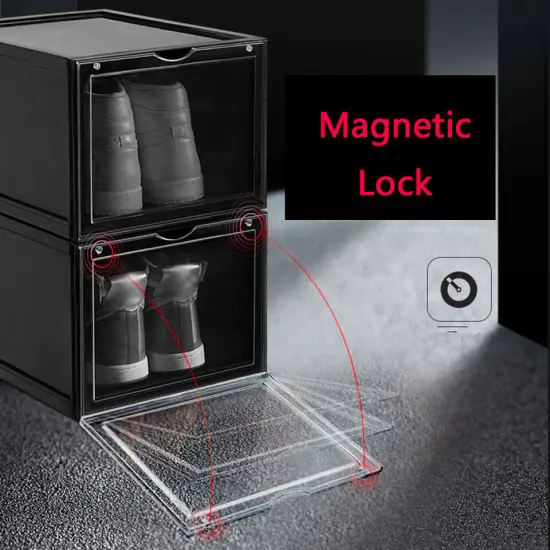 12Pcs Men Sneaker Shoes Box Large Plastic Magnetic Shoe Rack Storage Organizers {2}