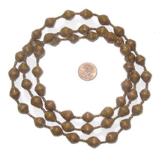 The Bead Chest Recycled Paper Bead Necklace from Uganda - Fair Trade African Jewelry (Brown) {2}