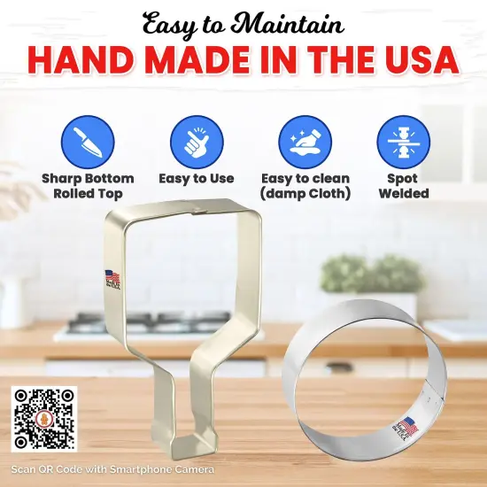 CookieCutter.Com Brand Pickle Ball Cookie Cutter 2 Piece Set, Pickle Ball 4 in, Ball 2.5 in, Tin Plate Steel, USA Made {4}