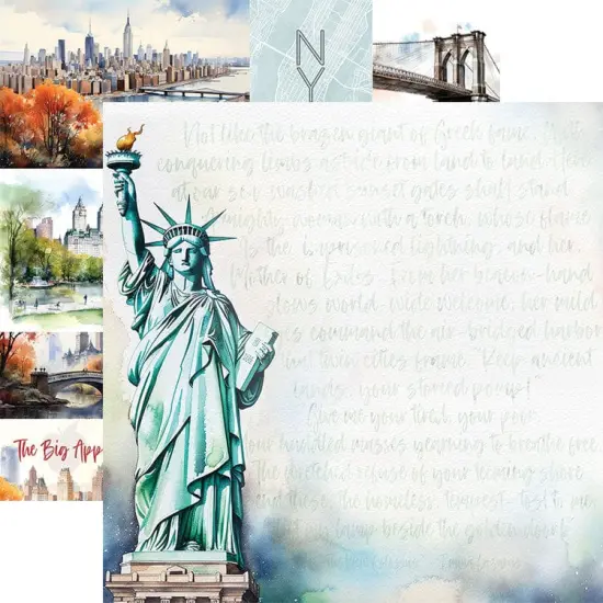 New York City Watercolor 12 x 12 Scrapbook Paper Set {3}
