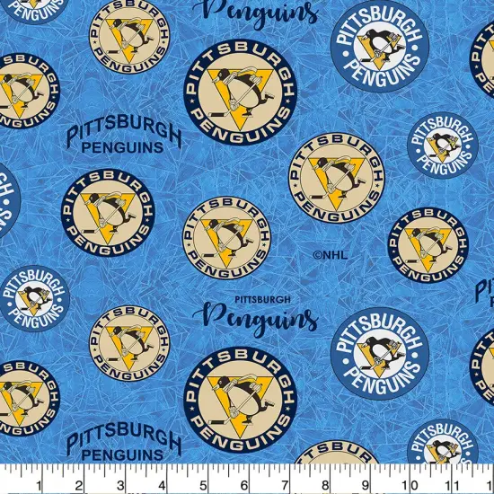 Sykel Enterprises NHL Team Cotton Fabric-Pittsburgh Penguins Throwback Cotton Quilting Fabric {1}