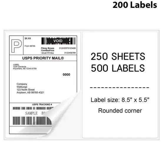 Half Sheet Shipping Labels 8.5" x 5.5" Optimized Solutions for Laser and Inkjet Printers {1}