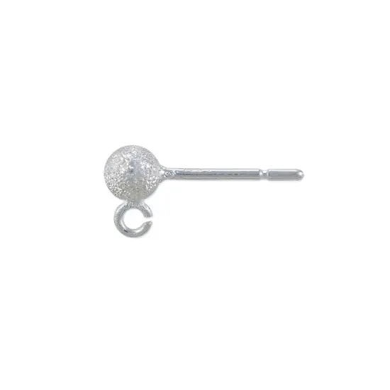 JewelrySupply 4mm Stardust Ball Post Earrings with Open Ring Sterling Silver (1 Pair of Sterling Silver Earrings) {3}