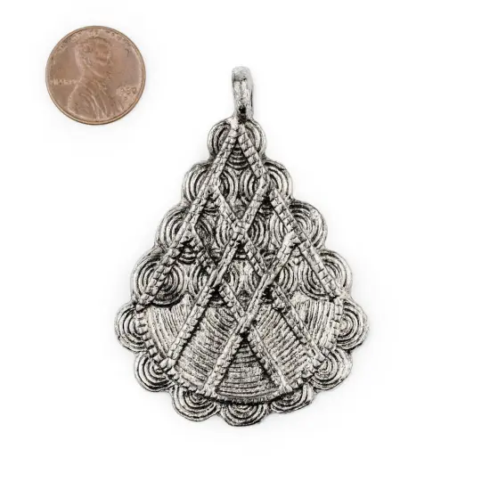 The Bead Chest Silver Baule Pyramid Pendant (67x48mm): African Tribal Metal Pendant for DIY Jewelry and Necklace {2}