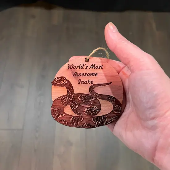 Worlds Most Awesome Snake Snake - Cedar Ornament {4}