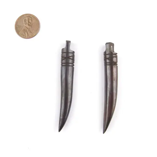 The Bead Chest Dark Brown Kenya Bone Tooth Pendant (Set of 2) {2}
