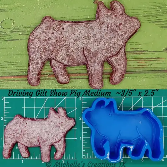 Show Pig - Driving Gilt - Silicone Freshie Mold - Medium {2}