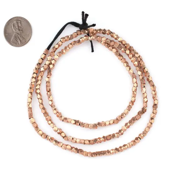 The Bead Chest 3mm Copper Cornerless Cube Beads - Full Strand of Ethnic Metal Spacer Beads {2}