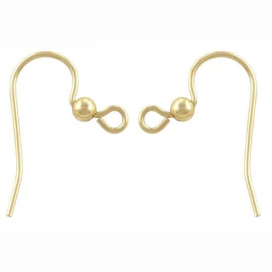 JewelrySupply Gold Filled Fish Hook Earring Wires with 3mm Bead (1 Pair of Gold Filled Earrings) {1}