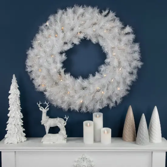 Northlight Pre-Lit White Alaskan Pine Artificial Christmas Wreath - 36" - Warm White LED Lights {3}