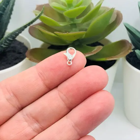 100 or 500 Pieces: 6 x 10 mm Silver Plated Lobster Claw Clasps {2}