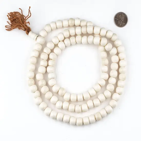 The Bead Chest 108 10mm White Bone Mala Beads - Handmade Fair Trade Nepal Prayer Rosary Beads Necklace for Mediation, Yoga, Jewelry Making, Crafts {2}