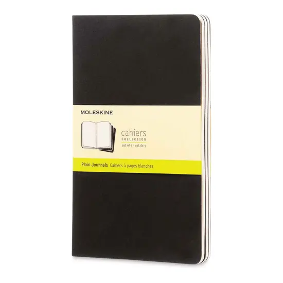 Moleskine Cahier Journals - 8-1/4" x 5", Blank, Black, Pkg of 3 {1}