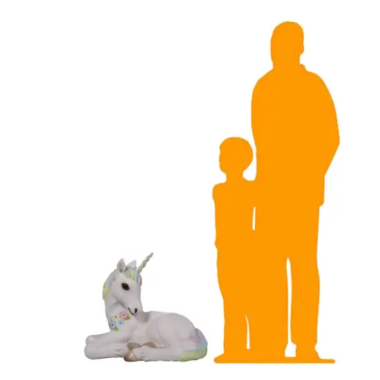 Baby Rainbow Unicorn Resting Life Size Statue {2}