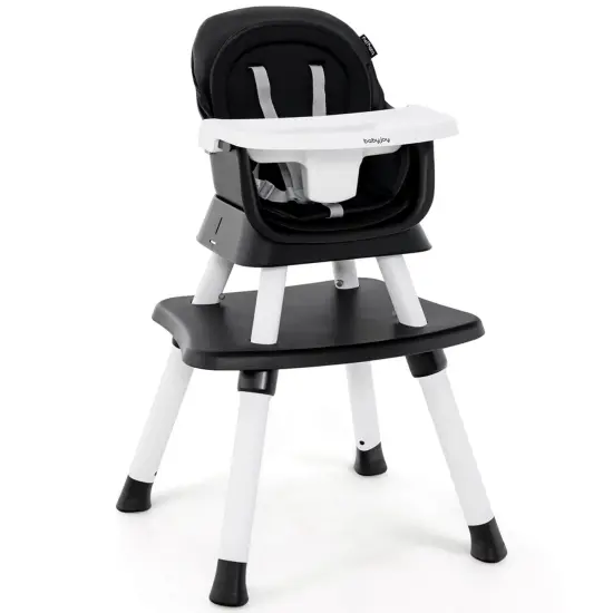 Babyjoy 8-in-1 Baby High Chair Convertible Dining Booster Seat withRemovable Tray Grey/Pink/Yellowith Strip/Black {11}