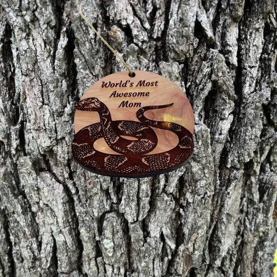 Worlds Most Awesome Mom Snake - Cedar Ornament {2}
