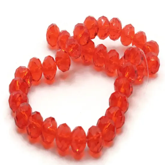 35 11mm x 9mm Red Faceted Rondelle Glass Beads {5}