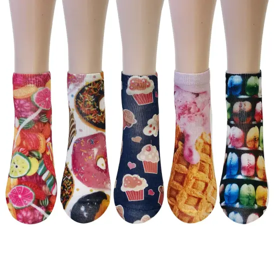 Wrapables 3D Novelty Funny Ankle Socks, Yummy Desserts {1}