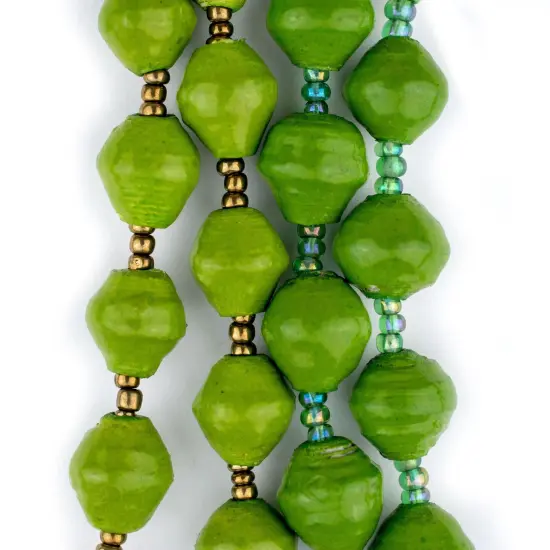 The Bead Chest Recycled Paper Bead Necklace from Uganda - Fair Trade African Jewelry (Lime Green) {4}
