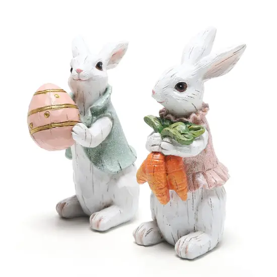 Hodao Easter Bunny Decorations Spring Home Decor Bunny Figurines(Easter White Rabbit 2pcs) {6}