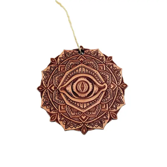 Third Eye Mandala - Cedar Ornament {3}