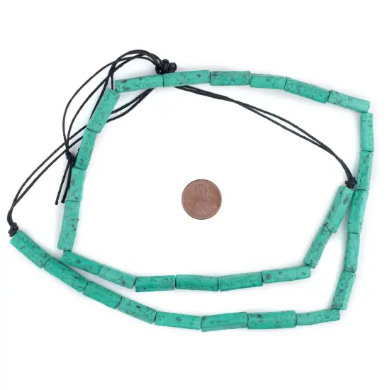 The Bead Chest Moroccan Pottery Beads, Green, Rectangle: Genuine North African Berber Tribal Beads for DIY Jewelry Making and More {2}