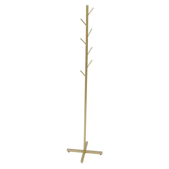 Gold Coat Rack Stand 67&rdquo; 7 Hooks Tree Entryway Hanger Metal Holder Hat Umbrella Rack {1}