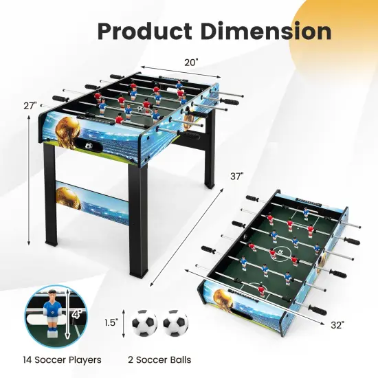 Costway 37 Inches Foosball Table with Removable Legs, 2 Balls and 2 Manual Scorers {3}