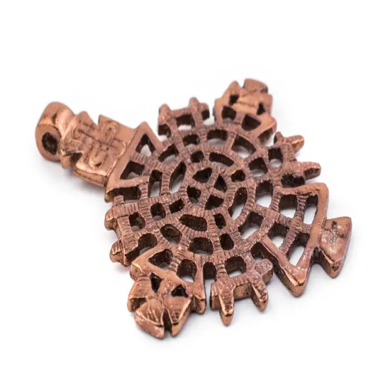Awasa Ethiopian Copper Cross Pendant (65x50mm): Authentic Ethiopian East African Design for Jewelry & Necklace Making {3}