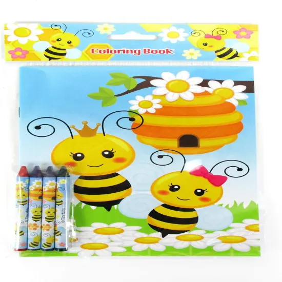 TINYMILLS Bumble Bees Honeybees Coloring Book and Crayon Set for Kids Party Favors with 12 Coloring Books and 48 Crayons {5}