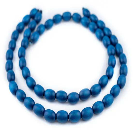 The Bead Chest Azul Blue Oval Natural Wood Beads (15x10mm): Organic Eco-Friendly Wooden Bead Strand for DIY Jewelry, Crafts, Necklace and Bracelet Making {3}