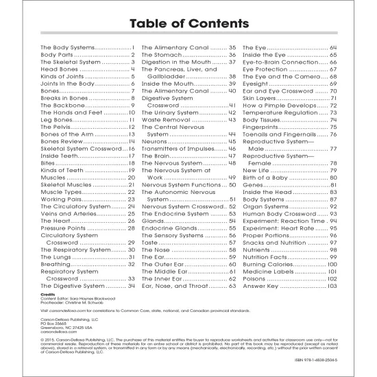 Carson Dellosa The 100 Series Human Body Biology Workbook, Science Book for Grades 5-8 Covering Anatomy and Nutrition, Classroom or Homeschool Curriculum {3}