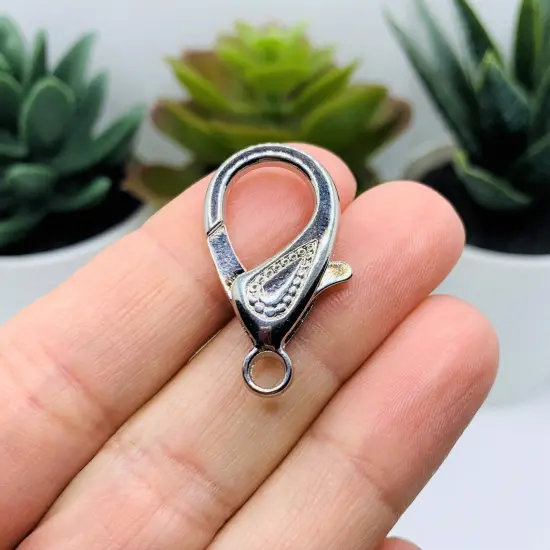 4, 20 or 50 Pieces: 16 x 31 mm Silver Plated Decorative Lobster Clasps {2}