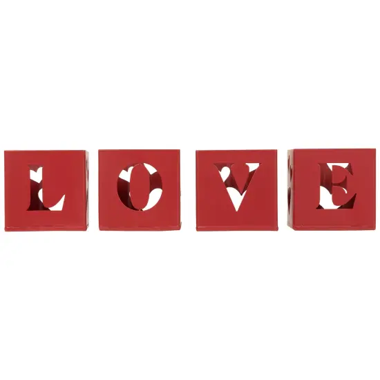 Northlight Love Blocks Valentine's Day Metal Votive Candle Holders - 2.75" - Set of 4 Red {1}