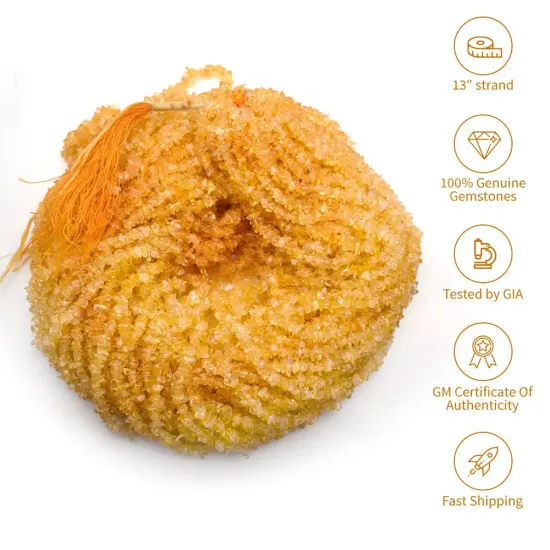 Citrine Chip Beads, 34 Inch, Natural Chip Strands, Drilled Strung Nugget Beads, 3-7mm, Polished, GemMartUSA (CHCI-70001) {1}