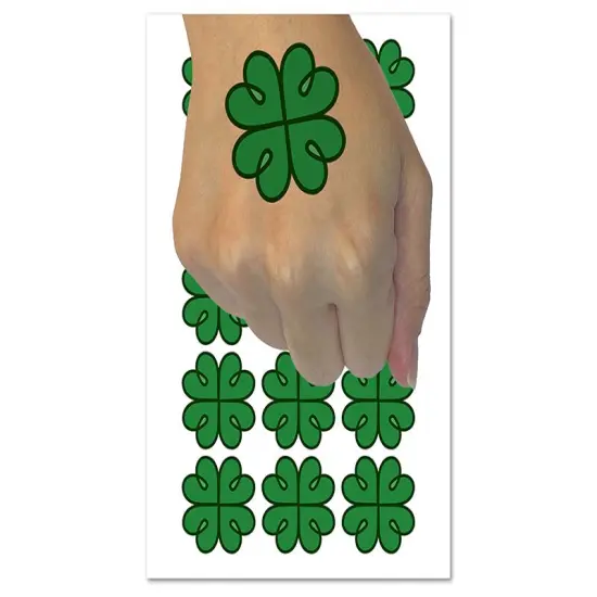 Four Leaf Lucky Clover Tribal Celtic Knot Temporary Tattoo Water Resistant Fake Body Art Set Collection (1 Sheet) {1}