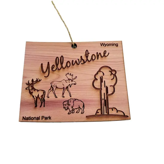 Yellowstone National Park WY - Cedar Ornament {1}