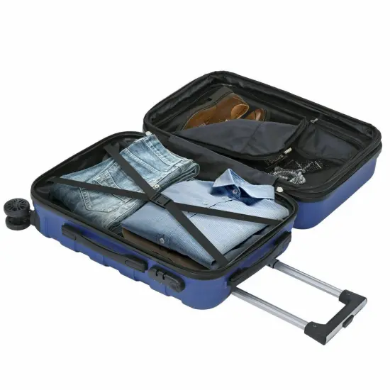 Carry Luggage Carry-On Suitcase with Spinner Wheels Blue {2}