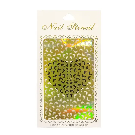 Wrapables Gold Nail Art Guide Large Nail Stencil Sheet - Dolphins {1}