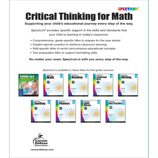 Spectrum Grade 1 Critical Thinking for Math Workbook, Addition and Subtraction Through 100, Place Value, Shapes, Writing and Comparing Numbers, and More Mathematics, Classroom or Homeschool Curriculum {2}