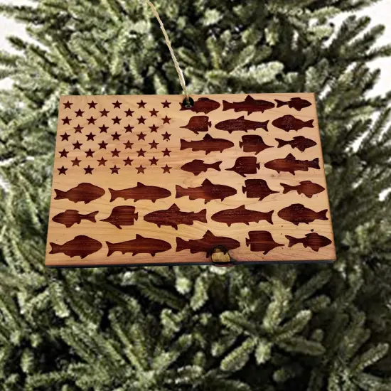 Fish Flag - Cedar Ornament {2}