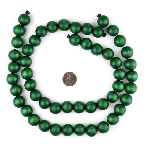 The Bead Chest Natural 16mm Wooden Beads in Green for Jewelry Making &ndash; Round Loose Wood Spacer Beads I Approximately 25 Beads {2}